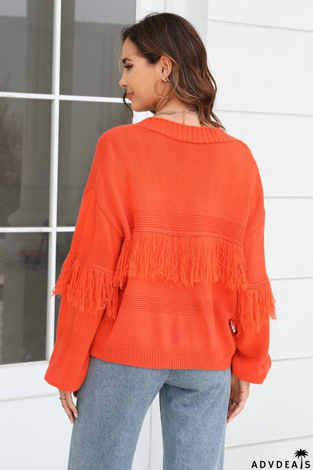 Fringe Trim Open Front Cardigan