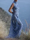 Sleeveless Solid Color High-Neck Simple Maxi Dress