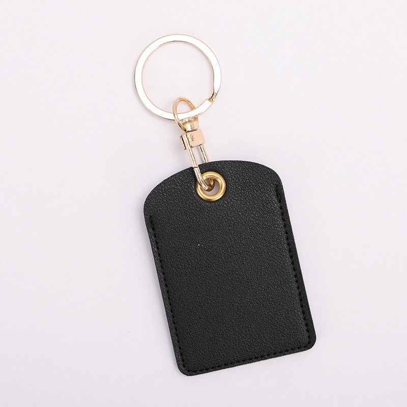 Access Card Case Water Drop Keychain Genuine Leather Community Women Men’s Ic Student Bus Card Elevator Induction Protective Case