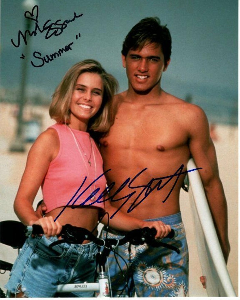 Nicole eggert and kelly slater signed autographed baywatch Photo Poster painting