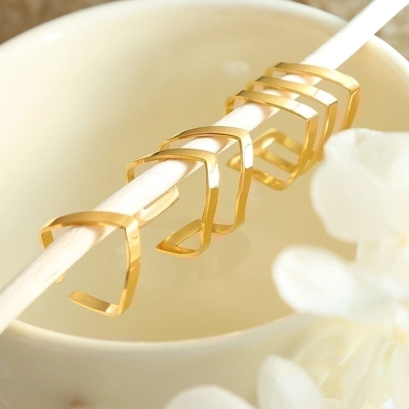 Minimalist Geometric 304 Stainless Steel 18K Gold Plated Plating Rings