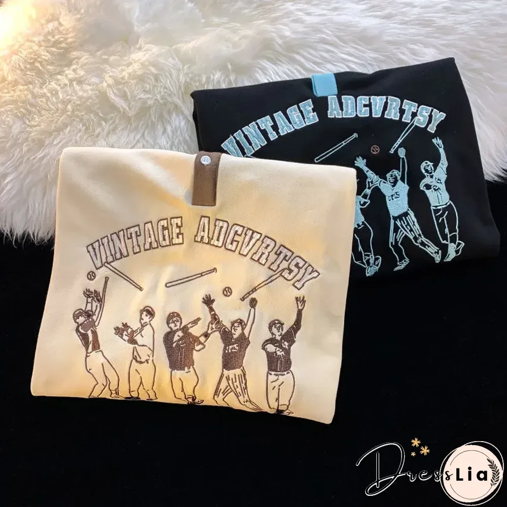 Unisex Vintage Casual Polo Sweatshirt