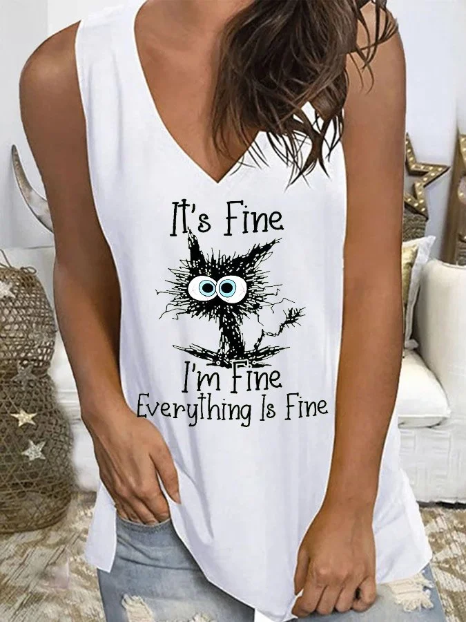 Women's IT'S FINE I'M FINE Faith Letter Print Tee