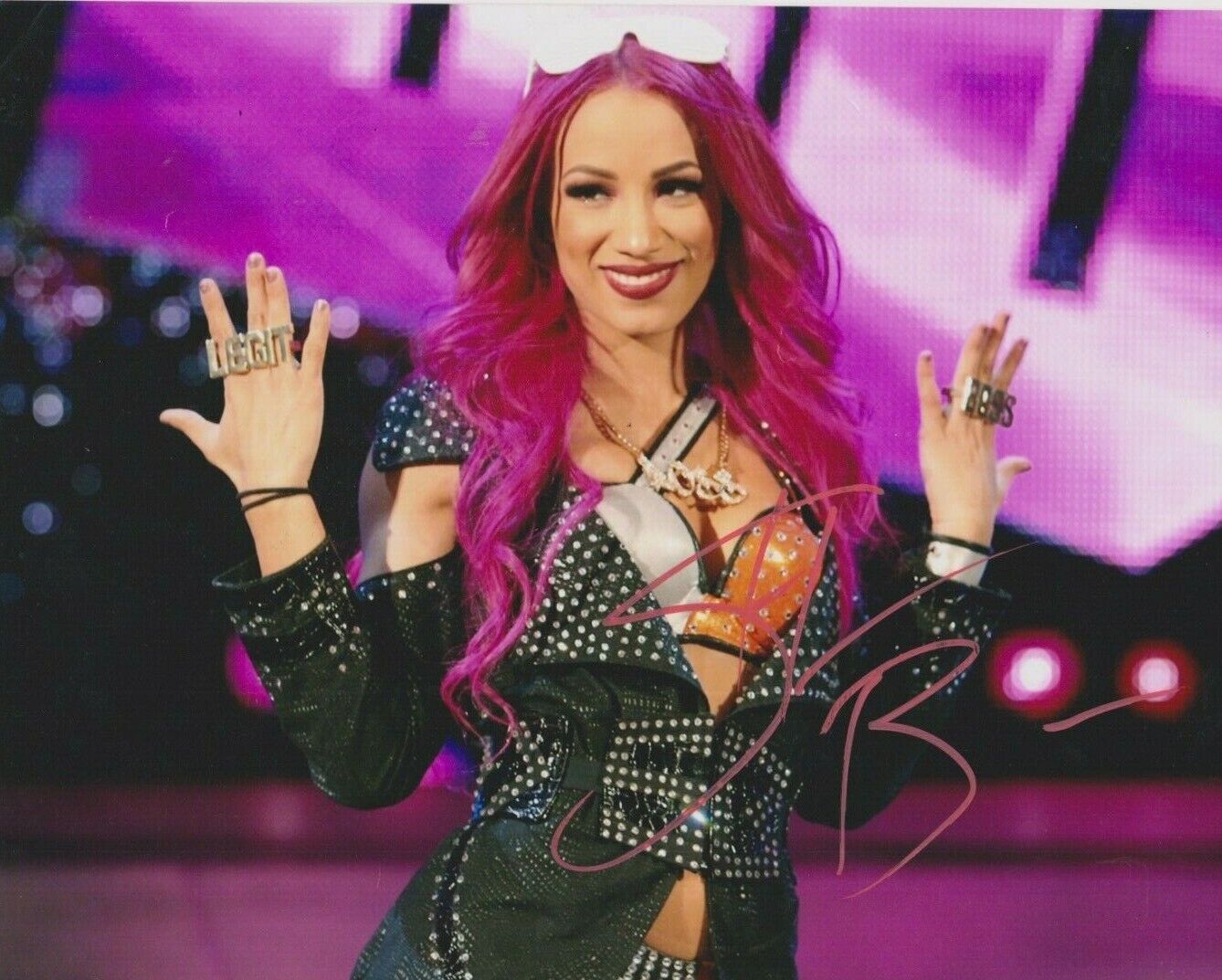 Sasha Banks (WWE) **HAND SIGNED** 10x8 Photo Poster painting ~ AUTOGRAPHED