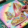 (25x25cm)DIY High Heel Framed Handmade Pearl Painting Art Craft Kit Living Home Decor