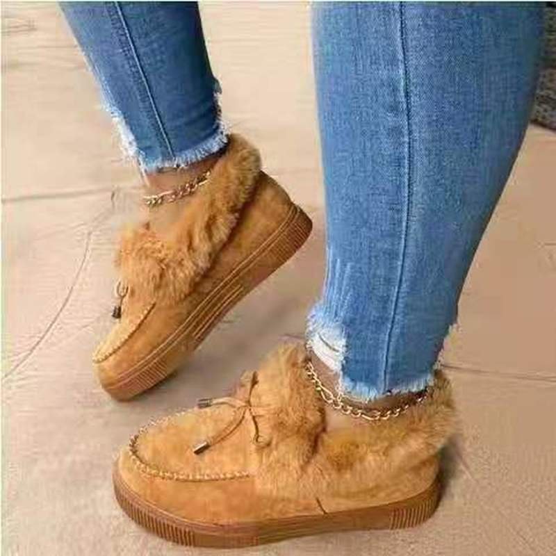 Zingj Women Winter Boots Warm Plush Velvet Ankle Snow Boots Lace Up Soft Winter Sneakers Comfortable Cotton Shoes for Women