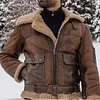 Men Vintage Distressed Real Fur RAF B3 Bomber Genuine Sheepskin Leather Jacket by Inlyline
