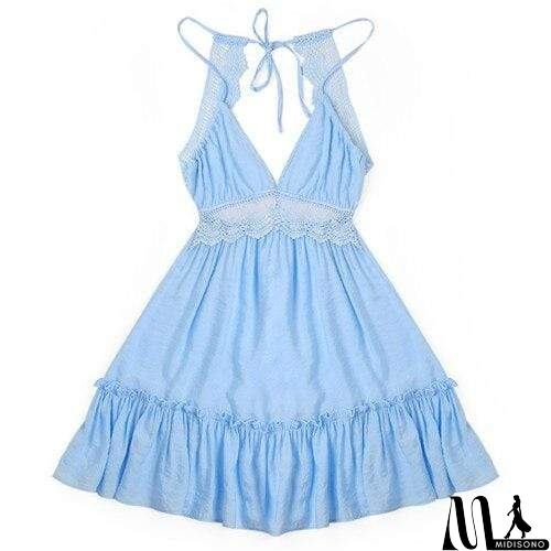 MidiSono - Boho Vrouwen Jurken Spaghetti Strap Backless Elegante Beach Zonnejurk