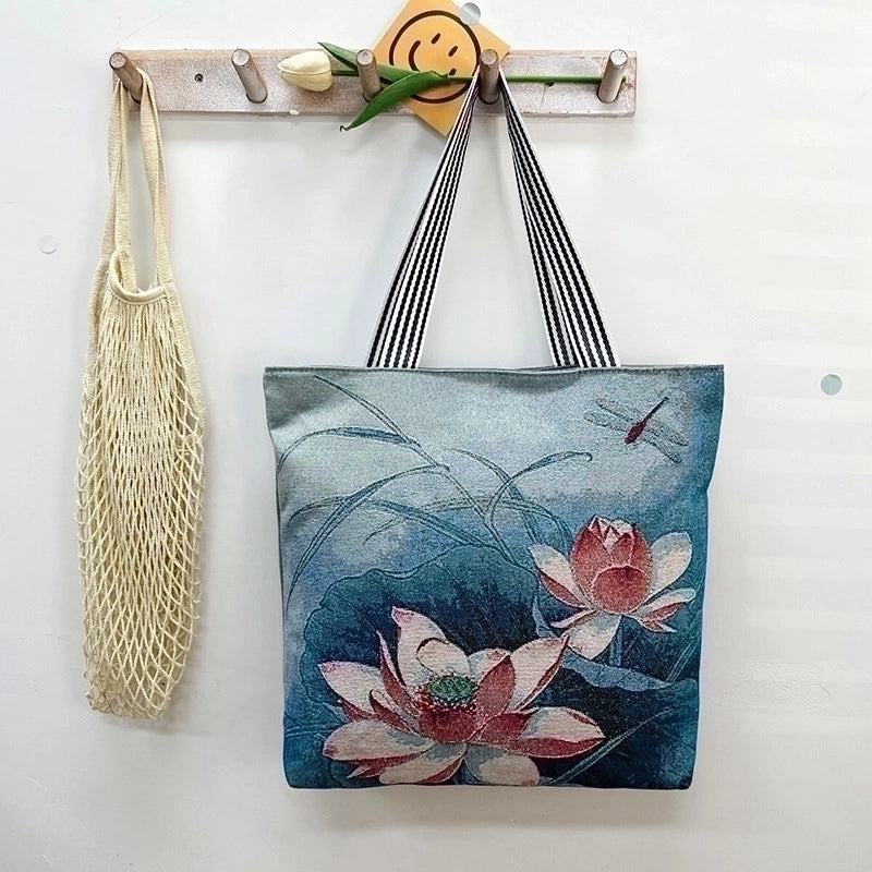 Women’s Vintage Style Flower Canvas Shopping Bags