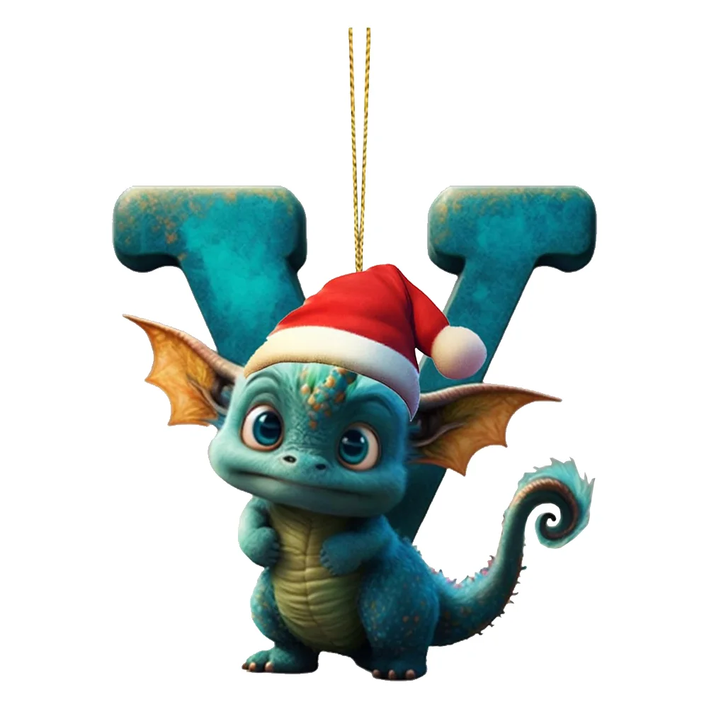 Christmas Cute Dragon Pendants Acrylic Letter Shaped Exquisite for Xmas Tree Car