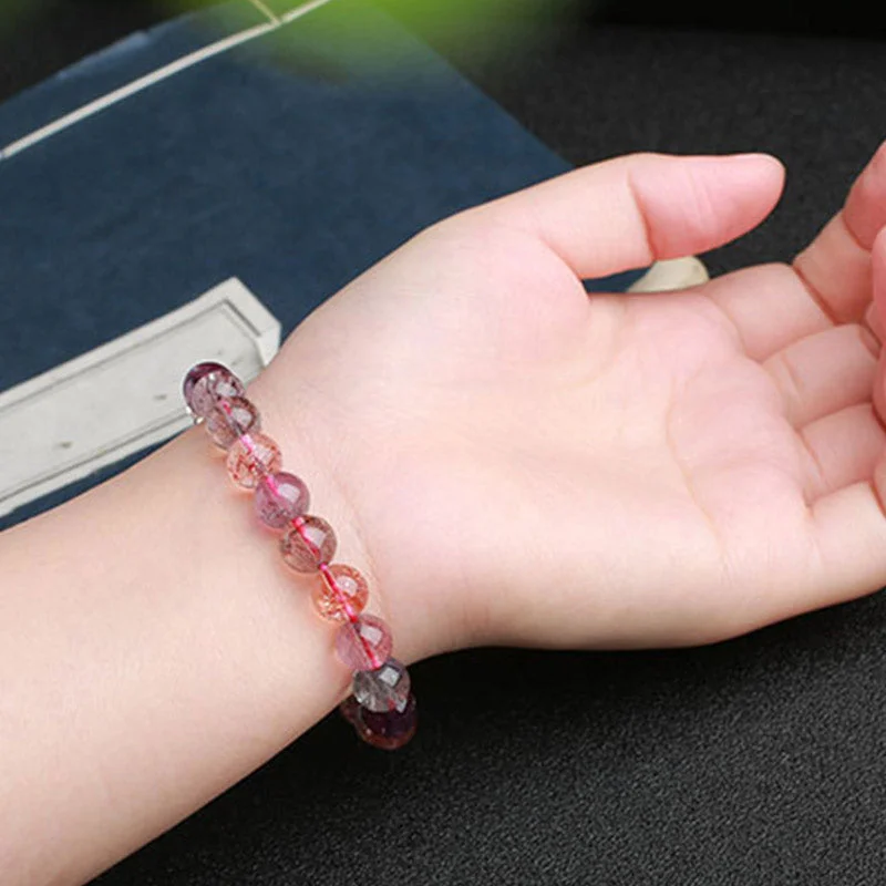 Amethyst CrystalNatural Strawberry Quartz Love Blessing Bracelet