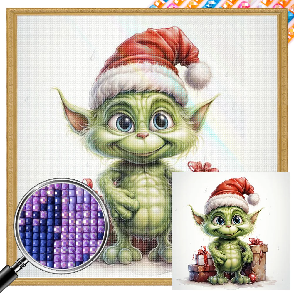 Grinch 30X30cm(picture) full square drill diamond painting with 4 to 12  colors of AB drills