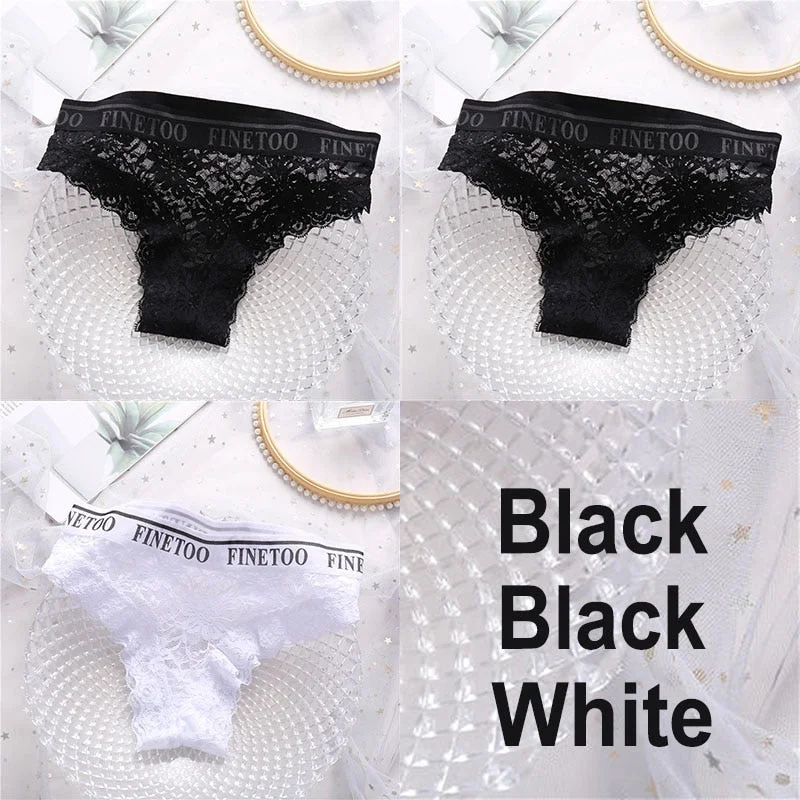 3PCS/Set Lace Panties Women Sexy Underwear Briefs Floral Lace Female Underpants Solid Color Intimate Lingerie Woman Panties M-XL