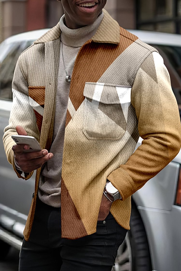 Tiboyz Geometric Gradient Fashion Shirt Jacket