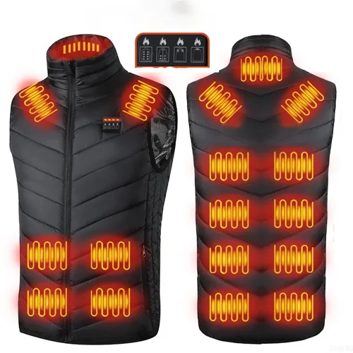 17PCS Heated Jacket Fashion Men Women Coat Intelligent USB Electric Heating Thermal Warm Clothes Winter Heated Vest