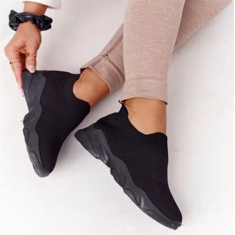 Women Sneakers Casual Shoes Comfortable Mesh Slip-On Ladies Sport Shoes Wedges Chunky Women's Vulcanized Shoes Females Sneakers