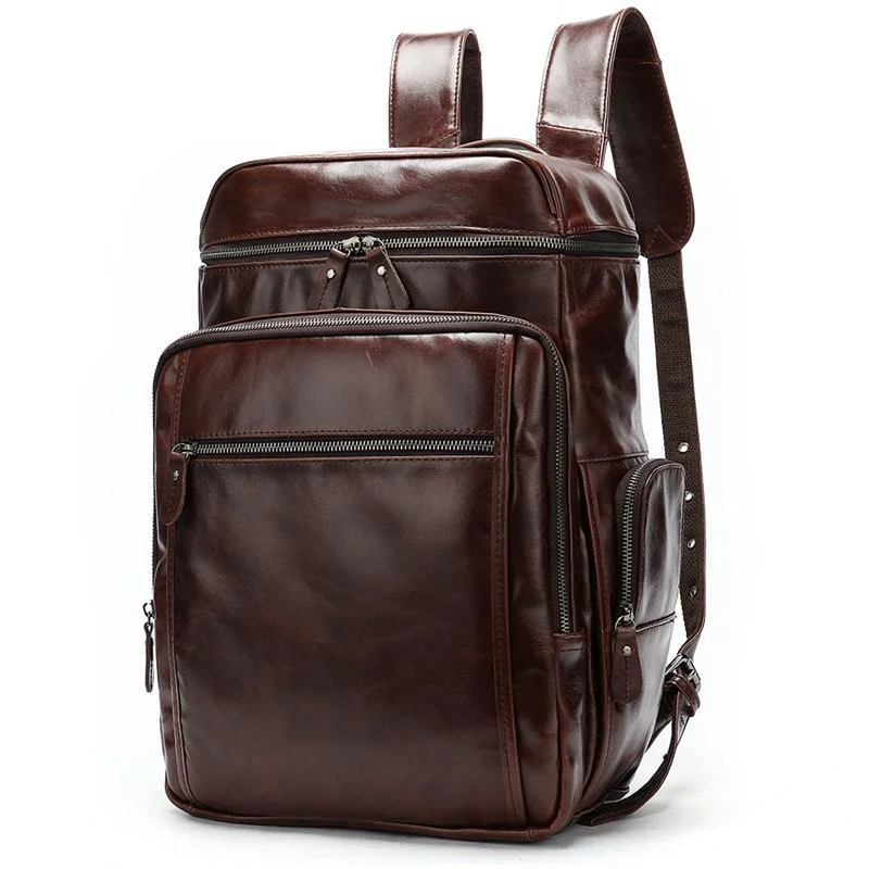 Leather Backpack Fashion School Bag Business Casual Computer Bag