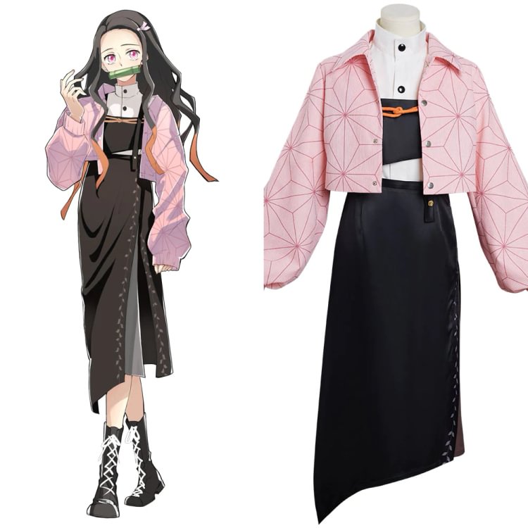 Anime Demon Slayer Kamado Nezuko Cosplay Costume Dress Outfits Halloween Carnival Suit Re-creation Design-COSHDUK