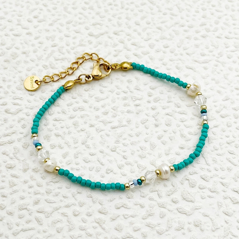 Elegant Preppy Style Sweet Heart Shape Flower 304 Stainless Steel 14K Gold Plated Beaded Chain Bracelets In Bulk