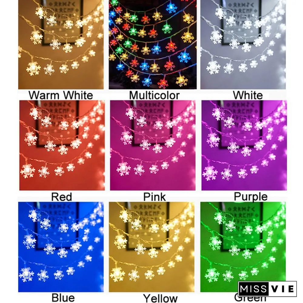 Battery Operated Snowflake Fairy String Lights For Indoor Outdoor Home Bedroom Patio Room