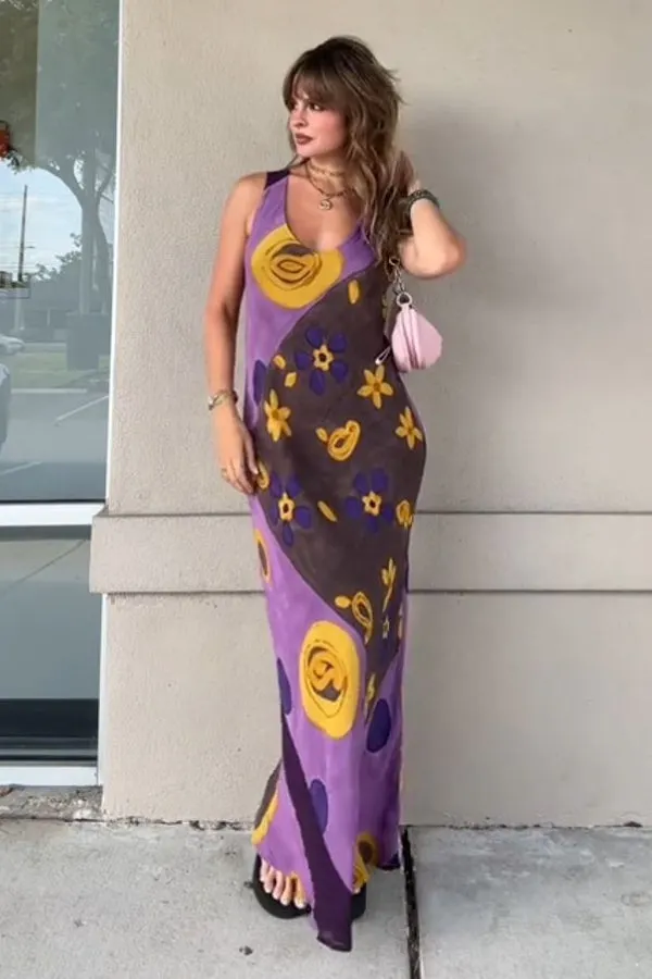 Art Graffiti V-Neck Vest Dress