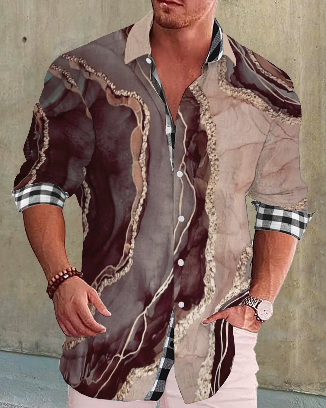 Men's cotton&linen long-sleeved fashion casual shirt  753c