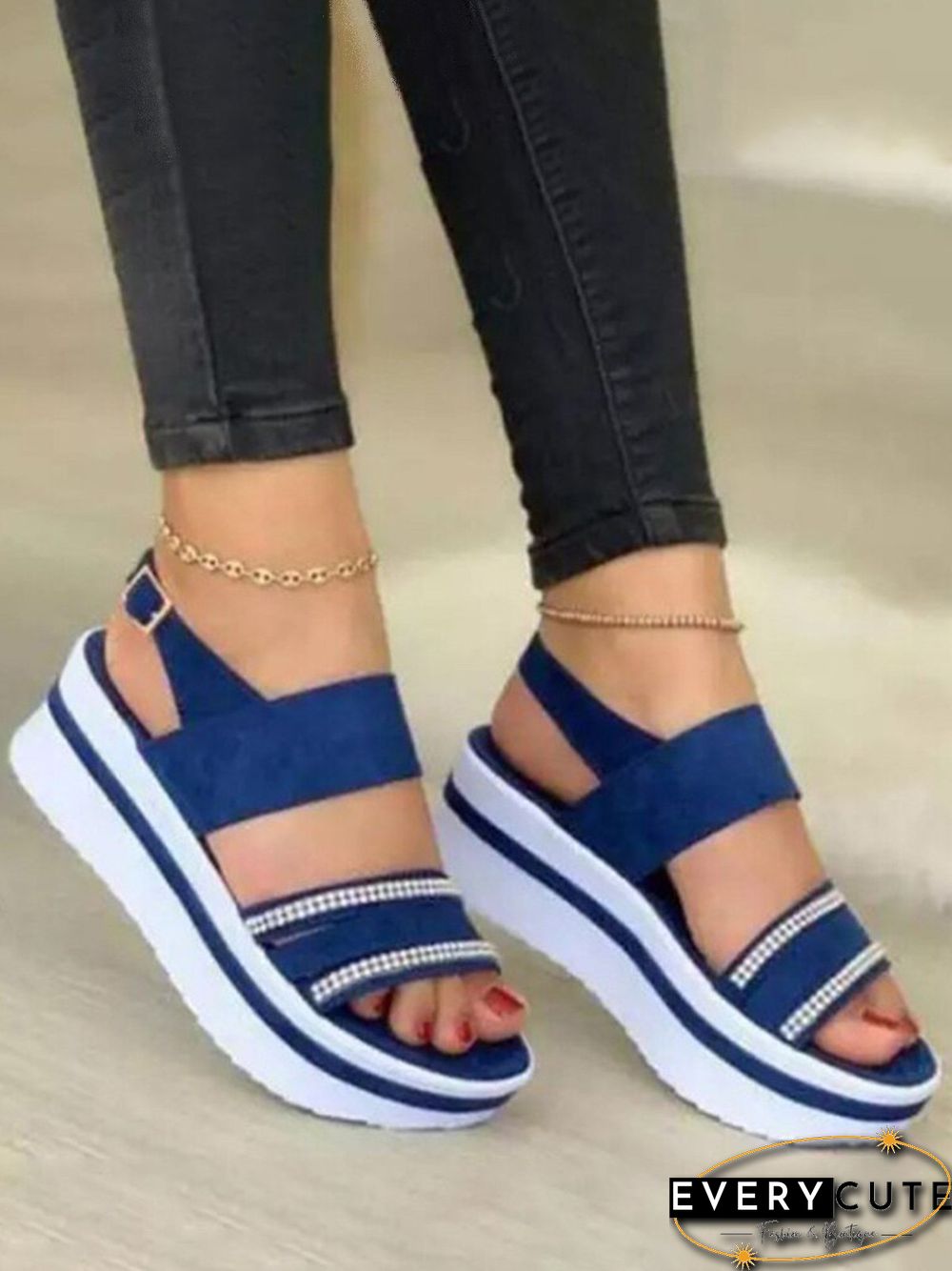 Rhinestone Upper Platform Sandals