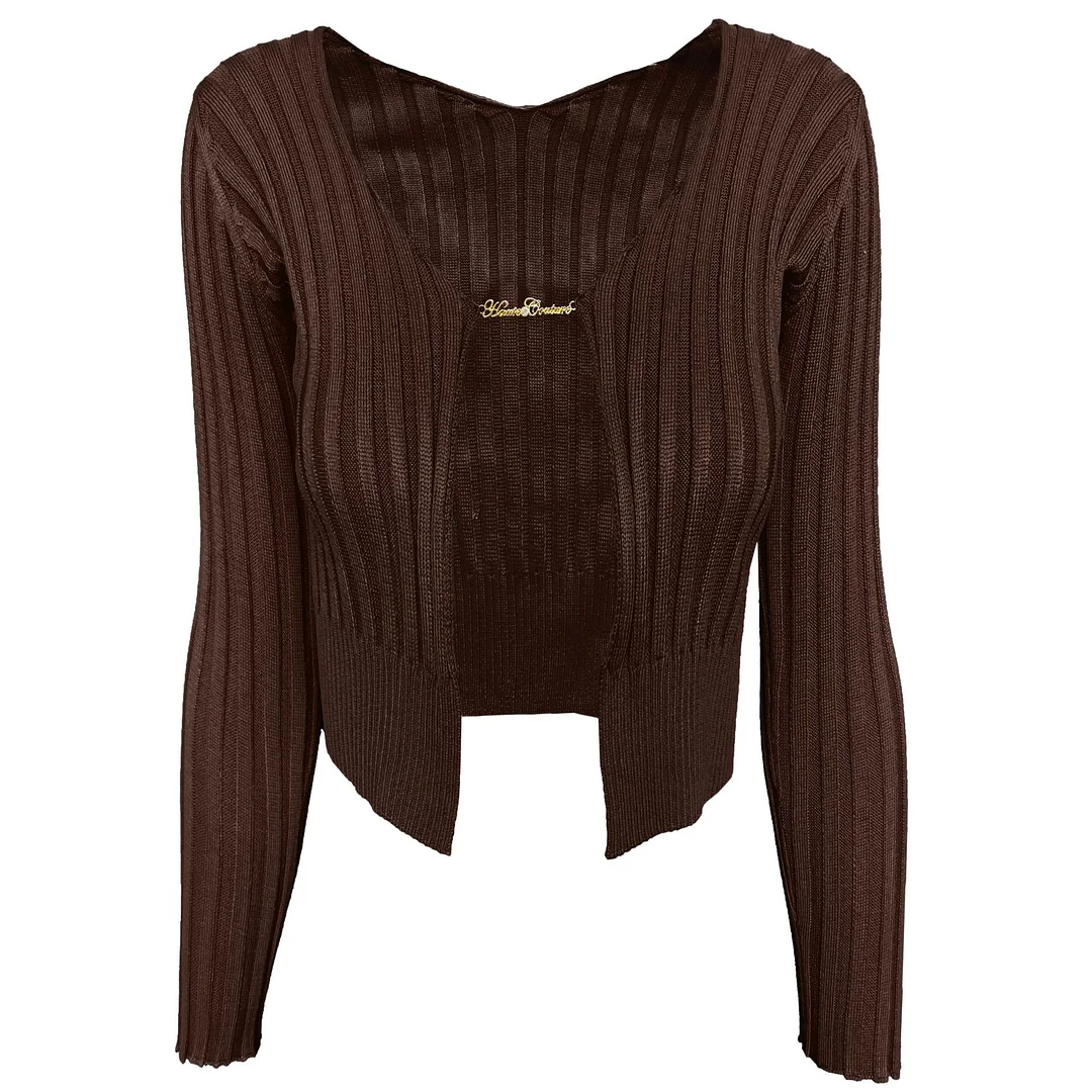 Uveng 2025 Explosion Sweater Woman Sexy Deep V Gold Standard Long-Sleeved Knitted R-Shirt