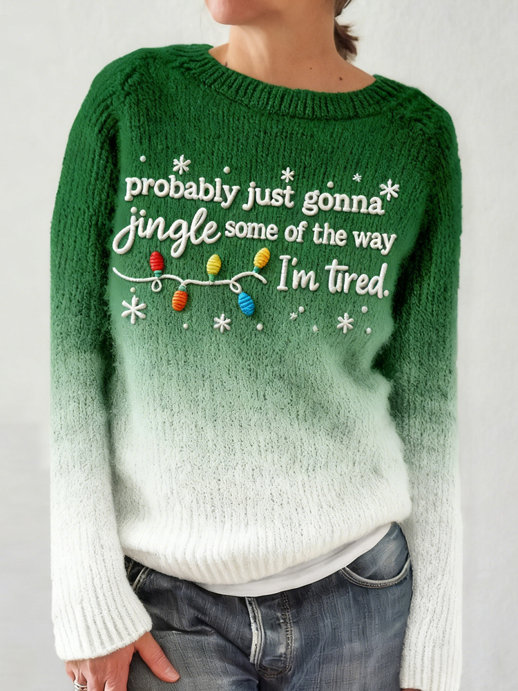 Christmas Inspired Embroidered Gradient Cozy Knit Sweater elevenforest