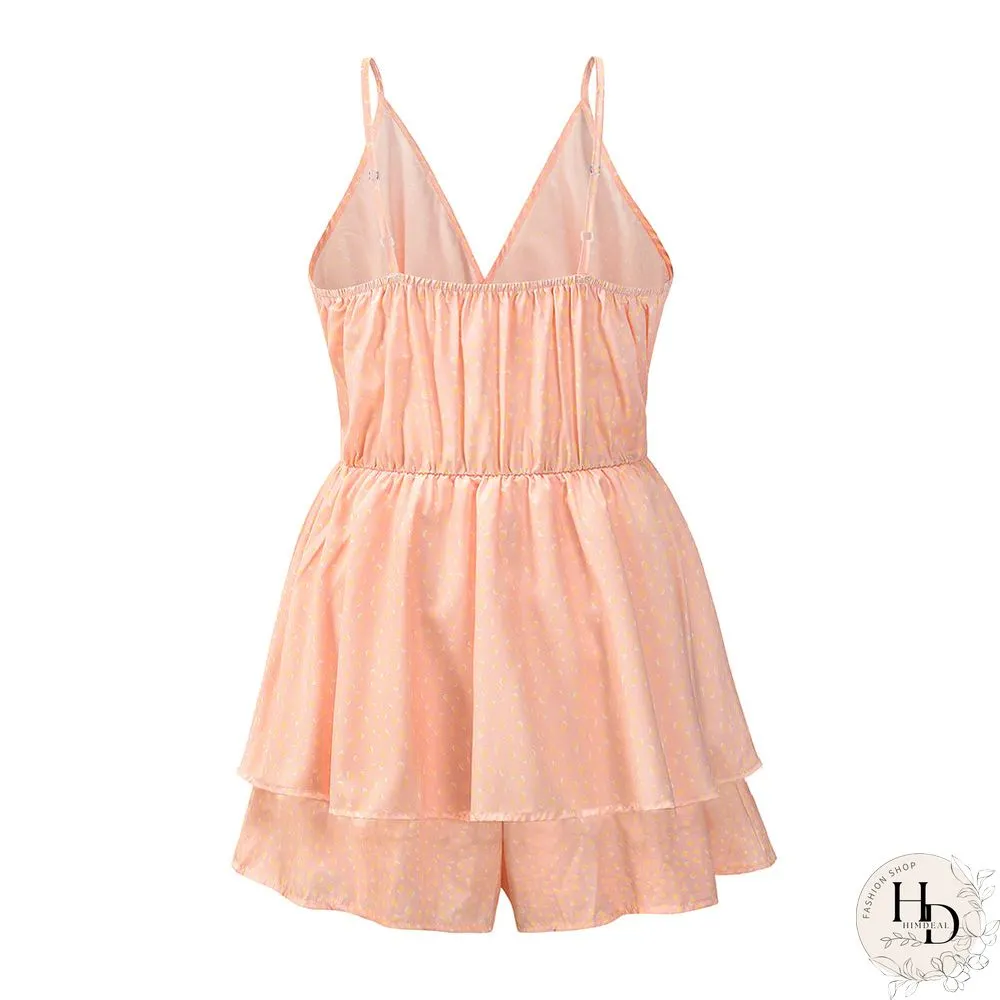 Deep V Neck Spaghetti Strap Backless Waist Tie Mini Dress