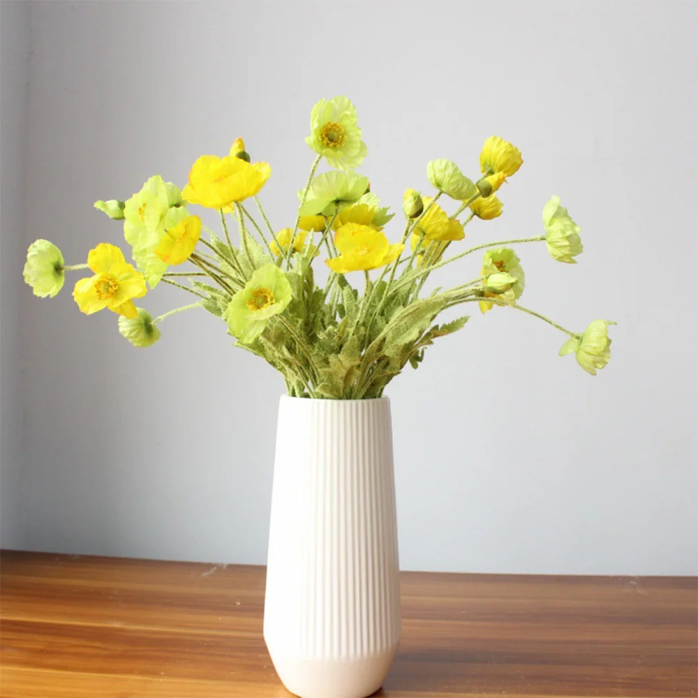 Yellow Fake Poppy Flowers - 23"
