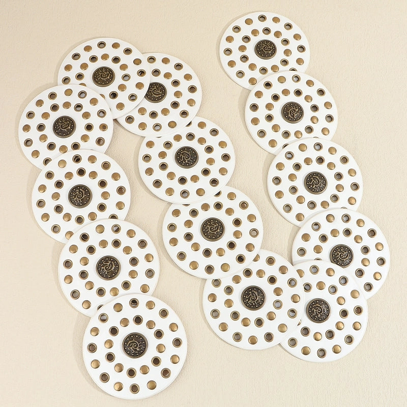 Casual Minimalist Classic Style Round Pu Leather Alloy Metal Button Women’s Leather Belts