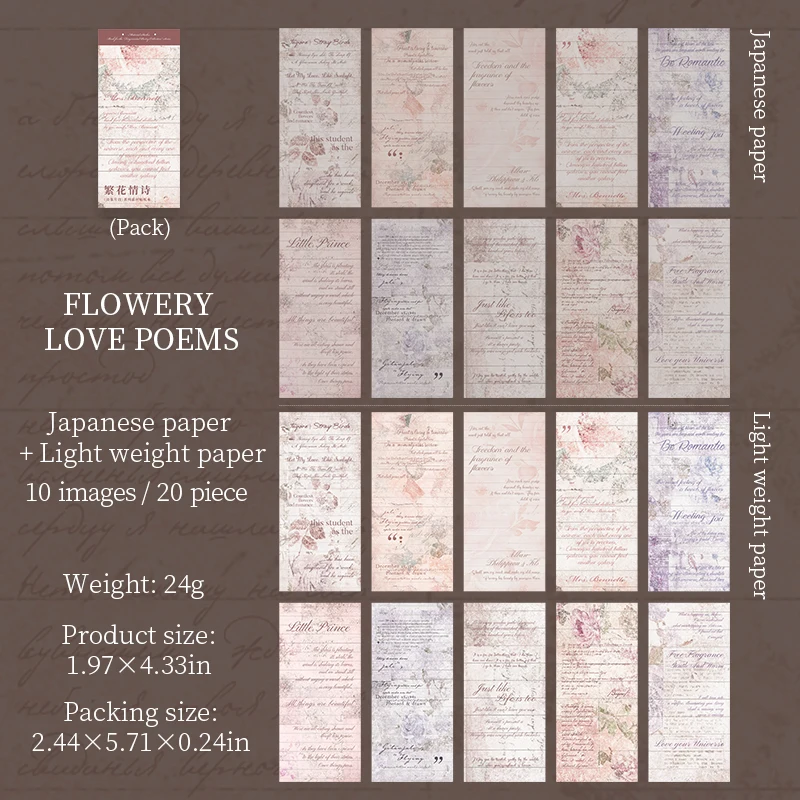 Journalsay Poetry Collection Fragments Series Vintage English Text Sticker Book