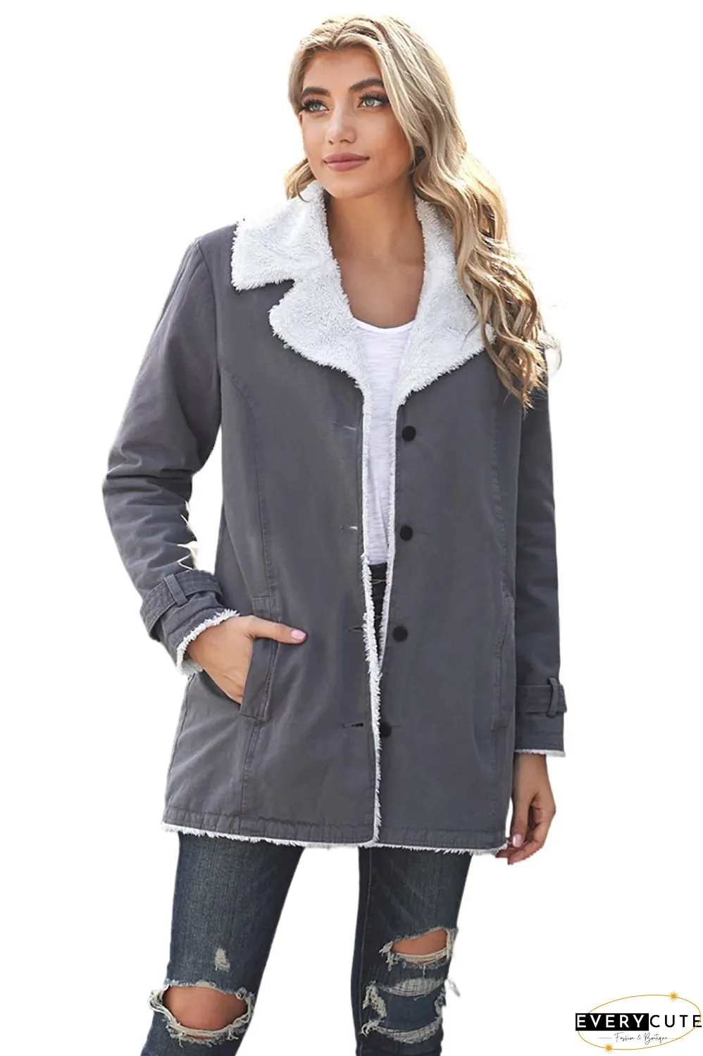 Winter Denim Jacket with Sherpa Trim