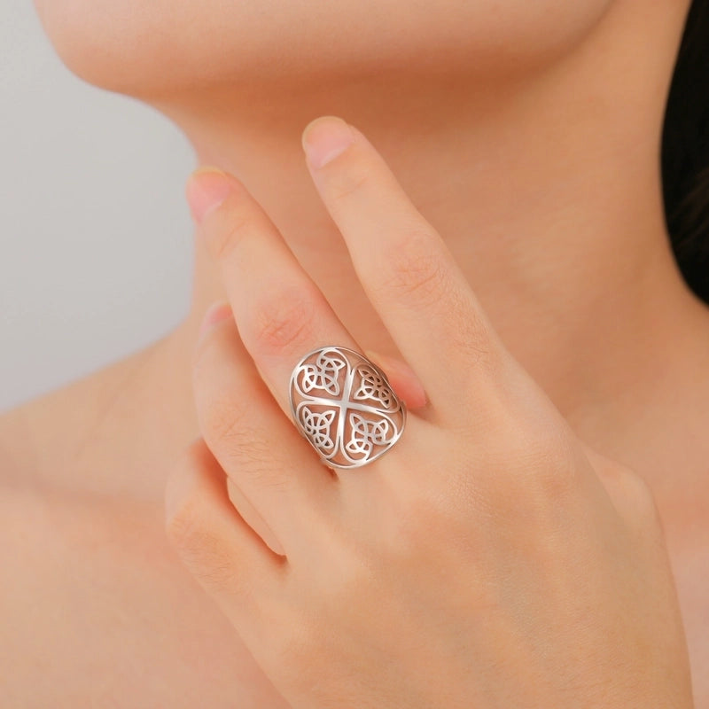 Elegant Exaggerated Geometric 304 Stainless Steel Plating Rings