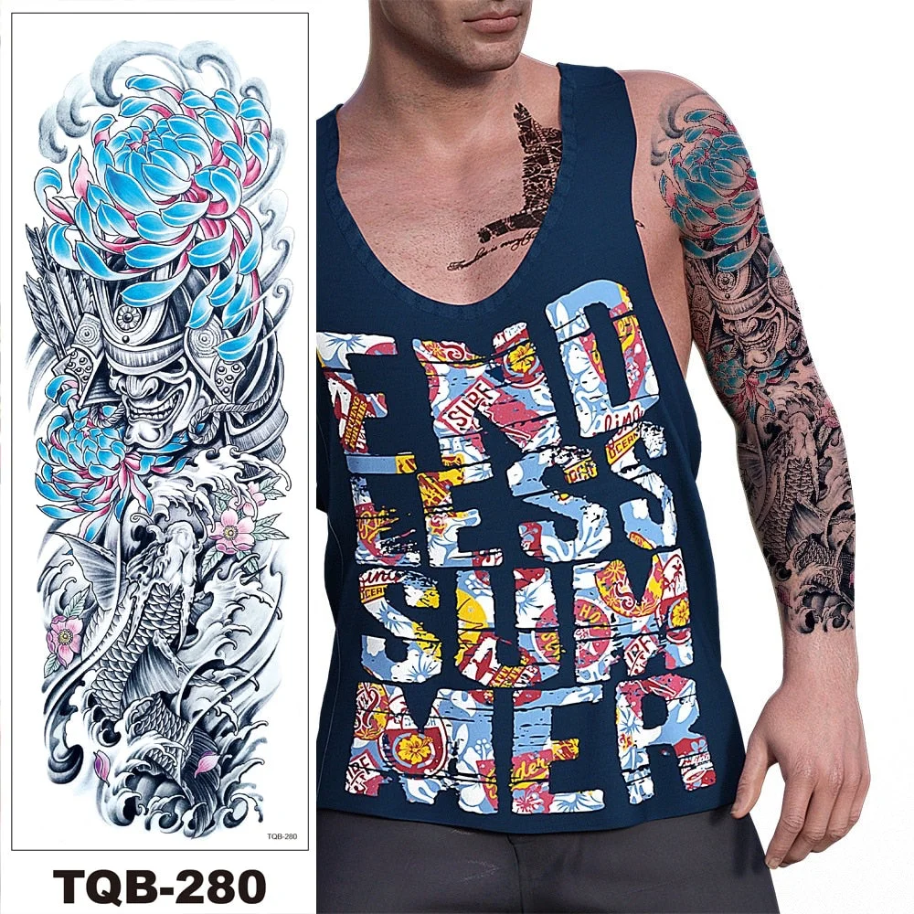 Full Flower Arm Temporary Tattoo Sticker Men Women Adult Girl Body Leg Sexy Fake Tatoo Butterfly Fairy Hummingbird Colorful Tree