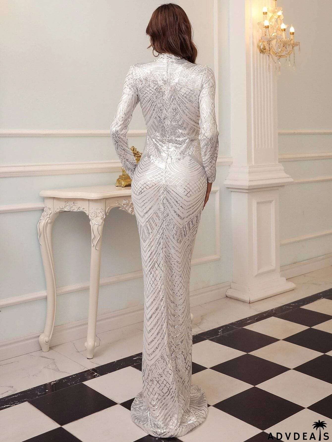 Formal Mermaid Sequin Dress M0649