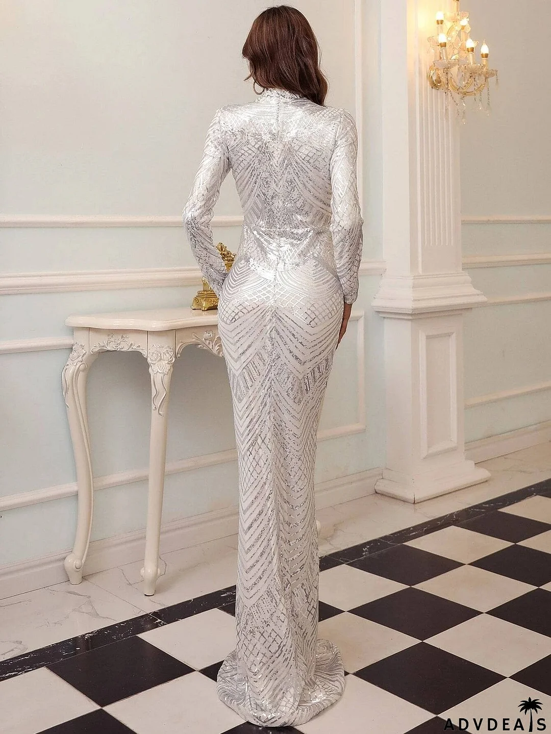 Formal Mermaid Sequin Dress M0649