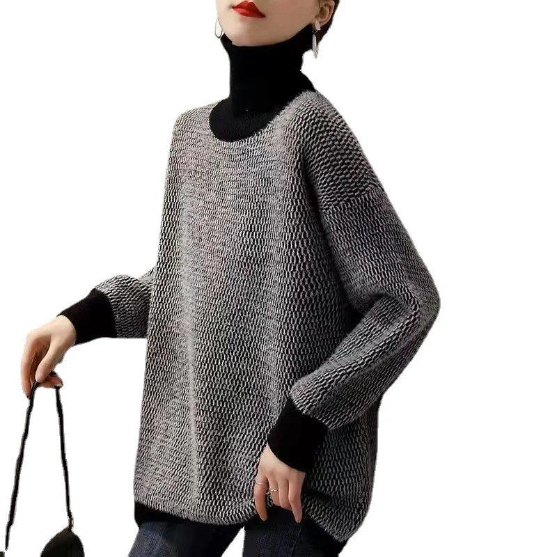 Toloer Toloer New Autumn / Winter Of 2023 Loose Wear Lazy Wind Knit Female Bottom Shirt Korean Version Of The Turtleneck Sweater Female-Outfit Ideas