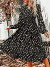 L&auml;ssig Stehkragen Weit Kleid
