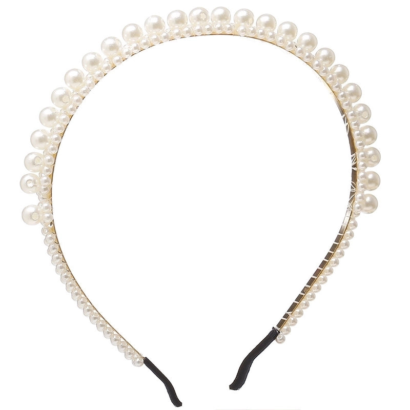 Sweet Geometric Alloy Inlay Artificial Pearls Hair Band