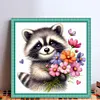Raccoon-Partial 11CT Stamped Cross Stitch Bead Embroidery 36*36cm/14.17*14.17in tapestrymarket