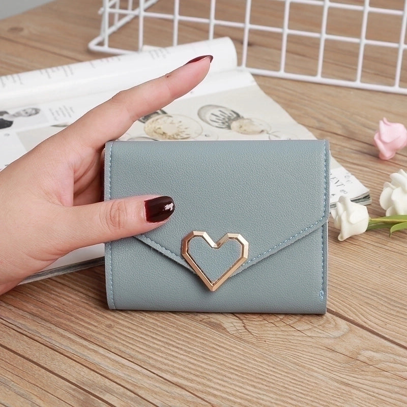 3 Pieces Retro Three-Fold Heart-Shaped Buckle Wallet