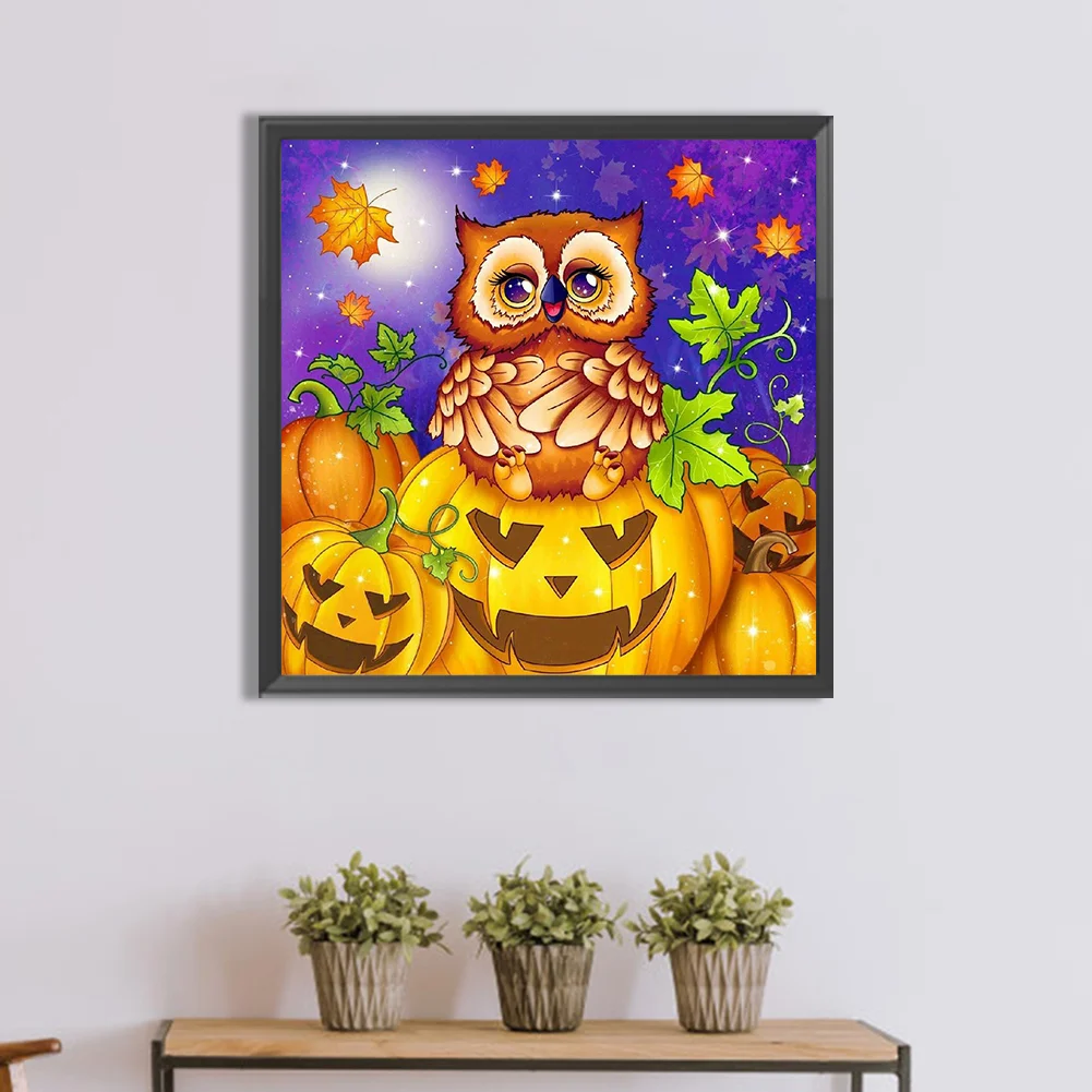 Diamond Painting - Full Round Drill - Owl Pumpkin(Canvas|30*30cm)
