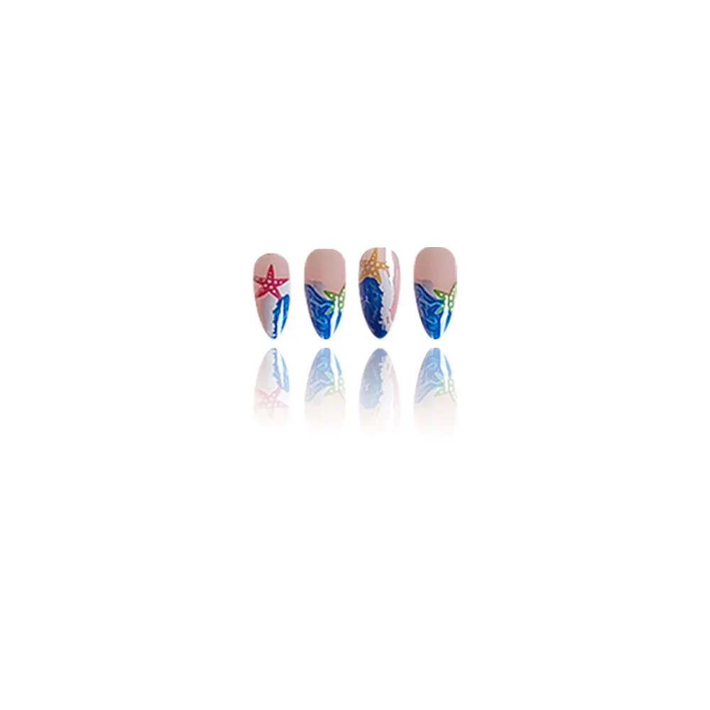 Churchf Churchf Summer Waves Colorful Starfish Wearing Almond Nail Patch Removable Product