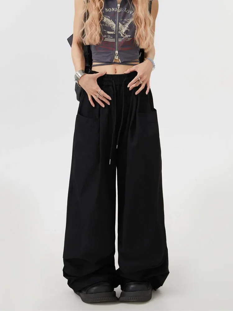 Iplaynox Y2K Streetwear Cargo Pants Women High Waist Vintage Loose Straight Trousers Harajuku Hip Hop Retro American Wide Leg Pants