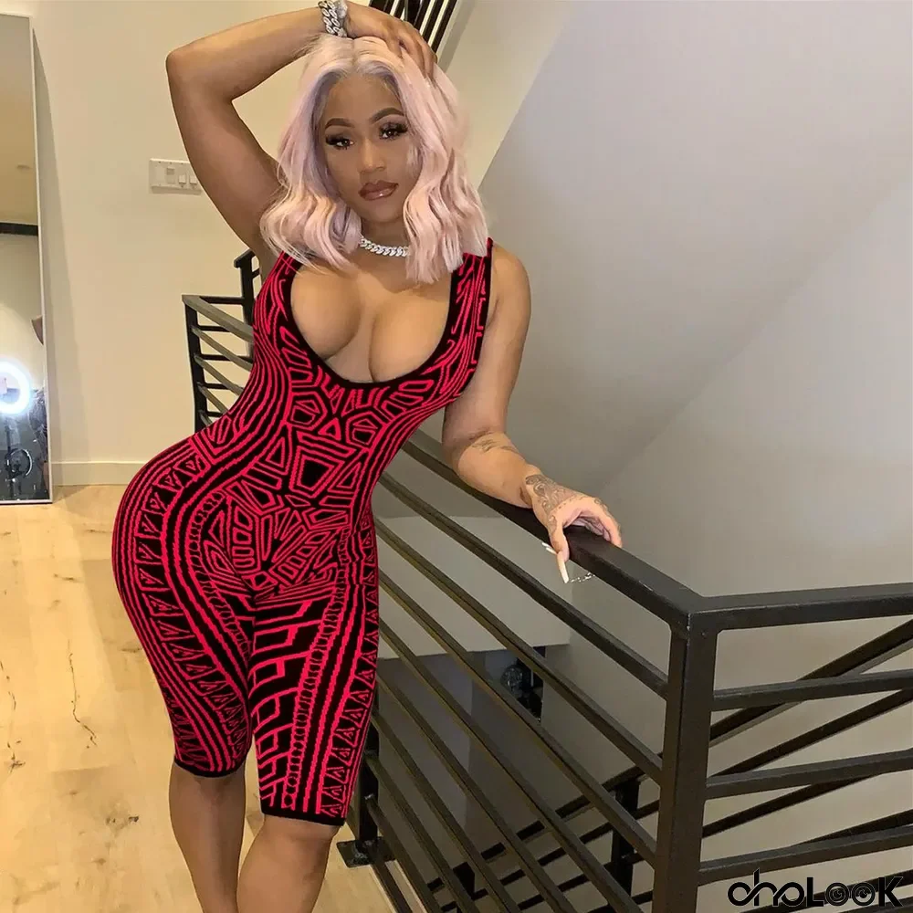 Casual Printed Sleeveless Romper