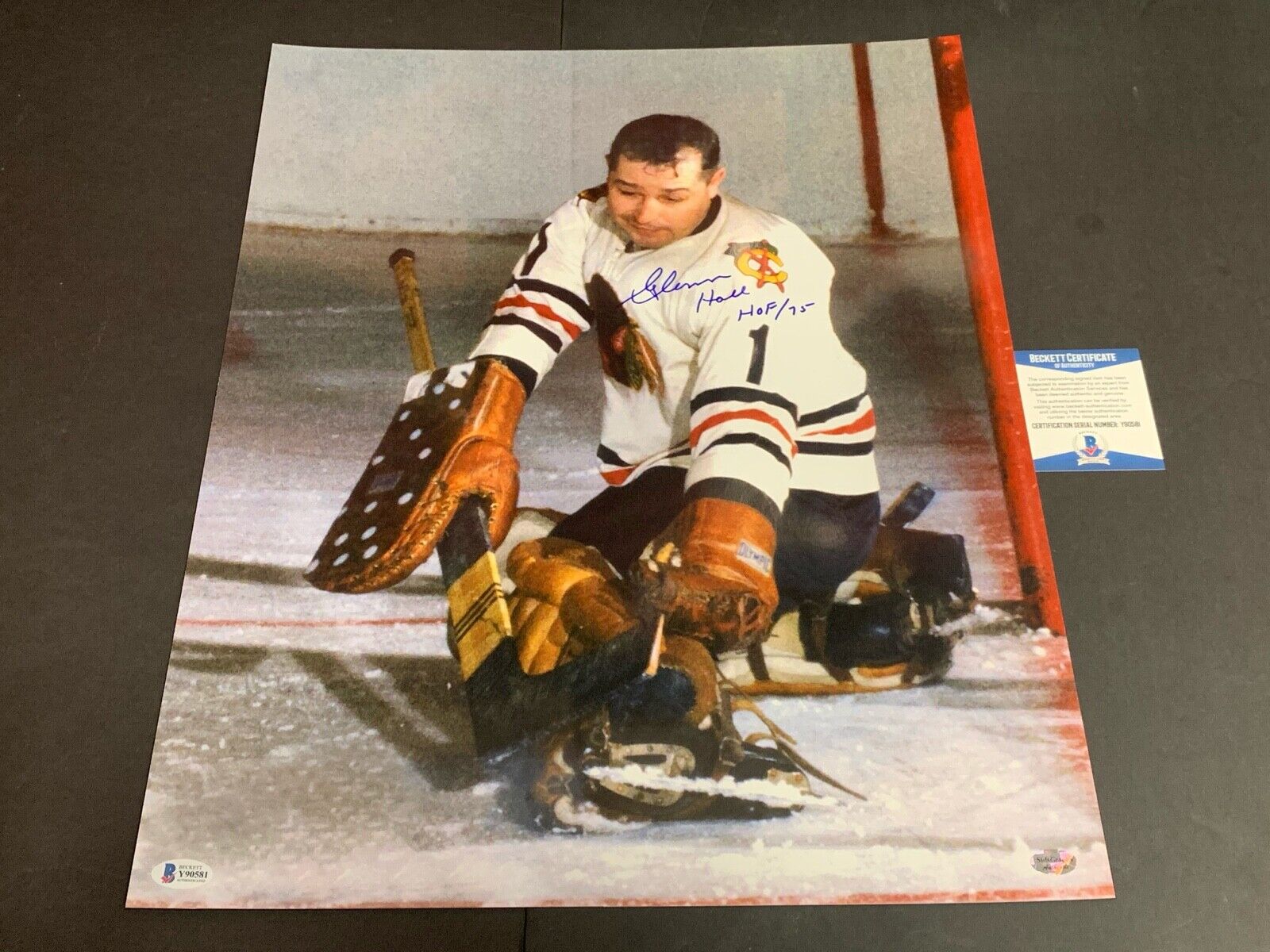 Glenn Hall Blackhawks Autographed Signed 16x20 Beckett COA HOF 75 b