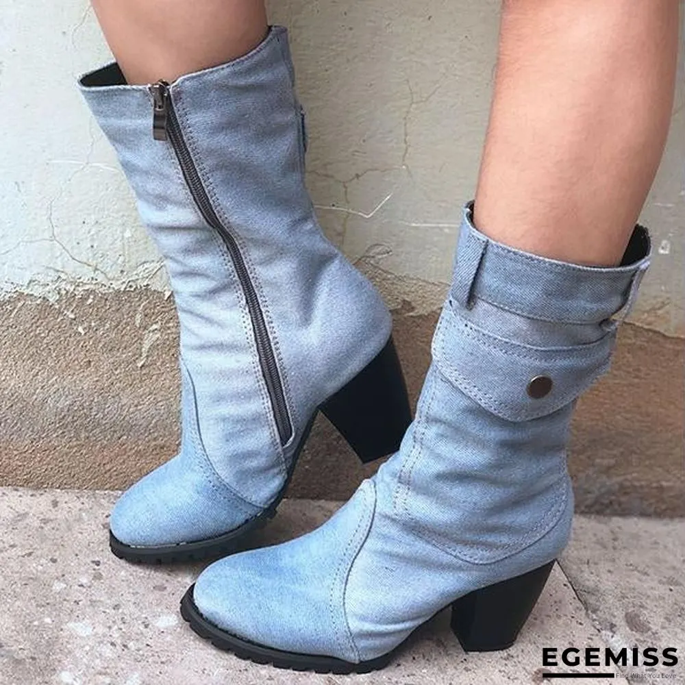 High Heel Zipper Cowboy Boots | EGEMISS