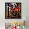 Stained Glass Dragon-Full Embroidery 2 strands 18CT Stamped Cross Stitch-40*40CM
